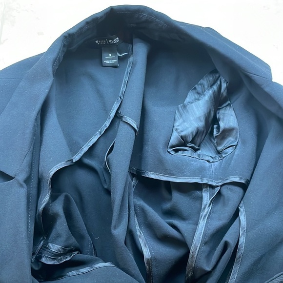 White House Black Market Black Raw Edge Trim Blazer Jacket Women’s Small Button - Picture 12 of 13